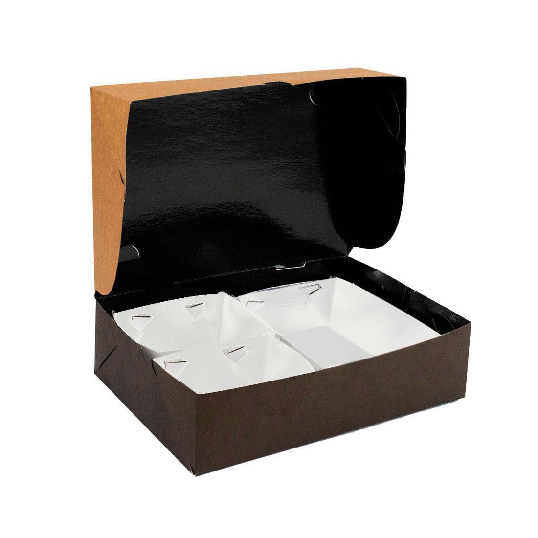 Box Refeição Black Kraft 1600ml com 3 Divisórias - PCT 50un
