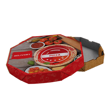 Caixa de Pizza Italianinha com Fundo Laminado Octogonal 45cm - PCT 50un