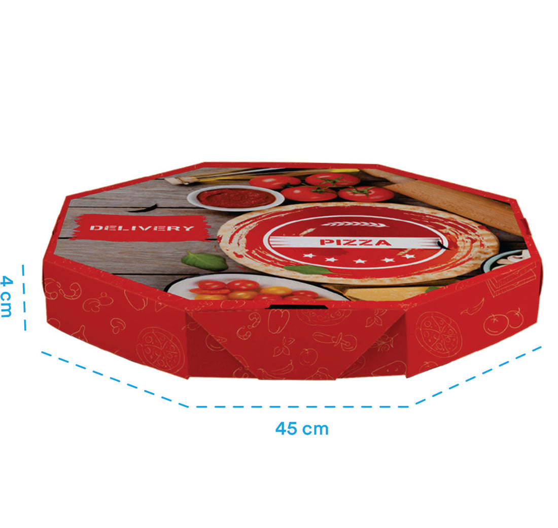 Caixa de Pizza Italianinha com Fundo Branco Octogonal 45cm - PCT 50un