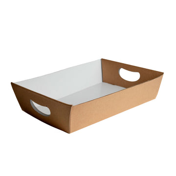 Cesta de Presente Contraplacada Kraft Interno Branco G - PCT 10un