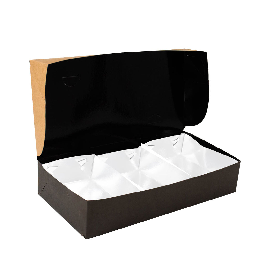 Box Refeição Black Kraft 1800ml com 3 divisórias - PCT 50un