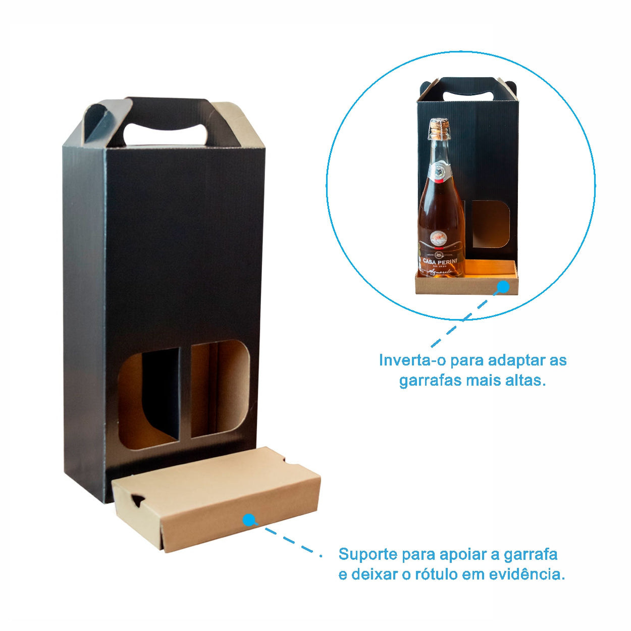 Caixa Para Vinho Com Visor Black - PCT 10un
