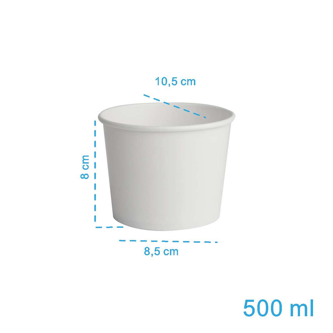 Pote de Papel 500ml White (Sem Tampa) - PCT 50un