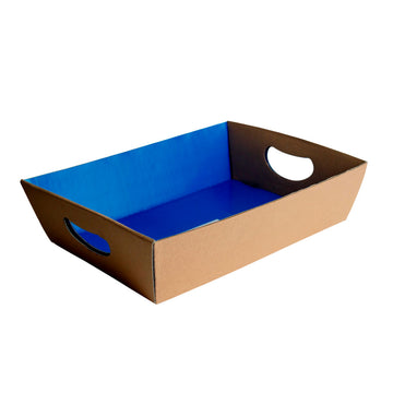 Cesta de Presente Contraplacada Kraft Interno Azul G - PCT 10un