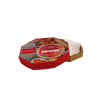 Caixa de Pizza Italianinha com Fundo Branco Octogonal 25cm - PCT 50un