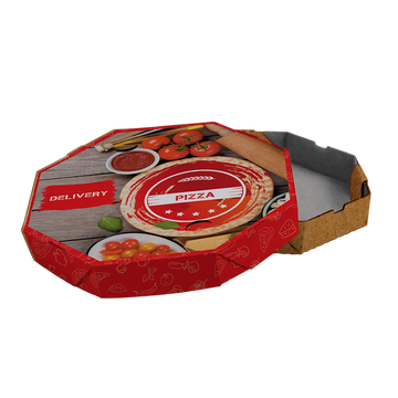 Caixa de Pizza Italianinha com Fundo Laminado Octagonal Contraplacada 45cm