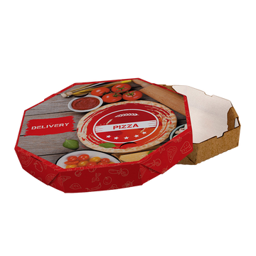 Caixa de Pizza Italianinha com Fundo Branco Octagonal Contraplacada 45cm