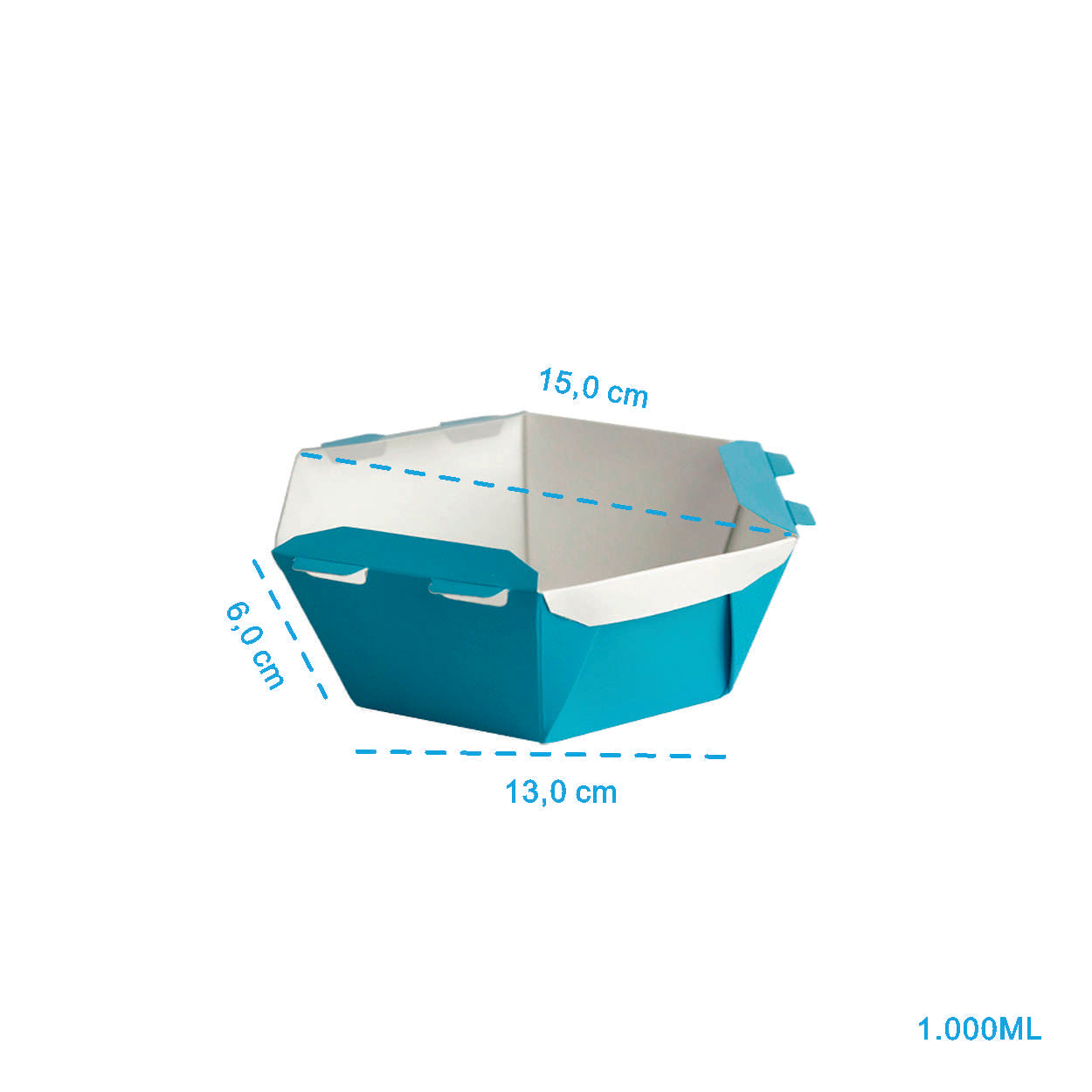 Caixa Para Poke Refeição Azul 1000ml - PCT 50un