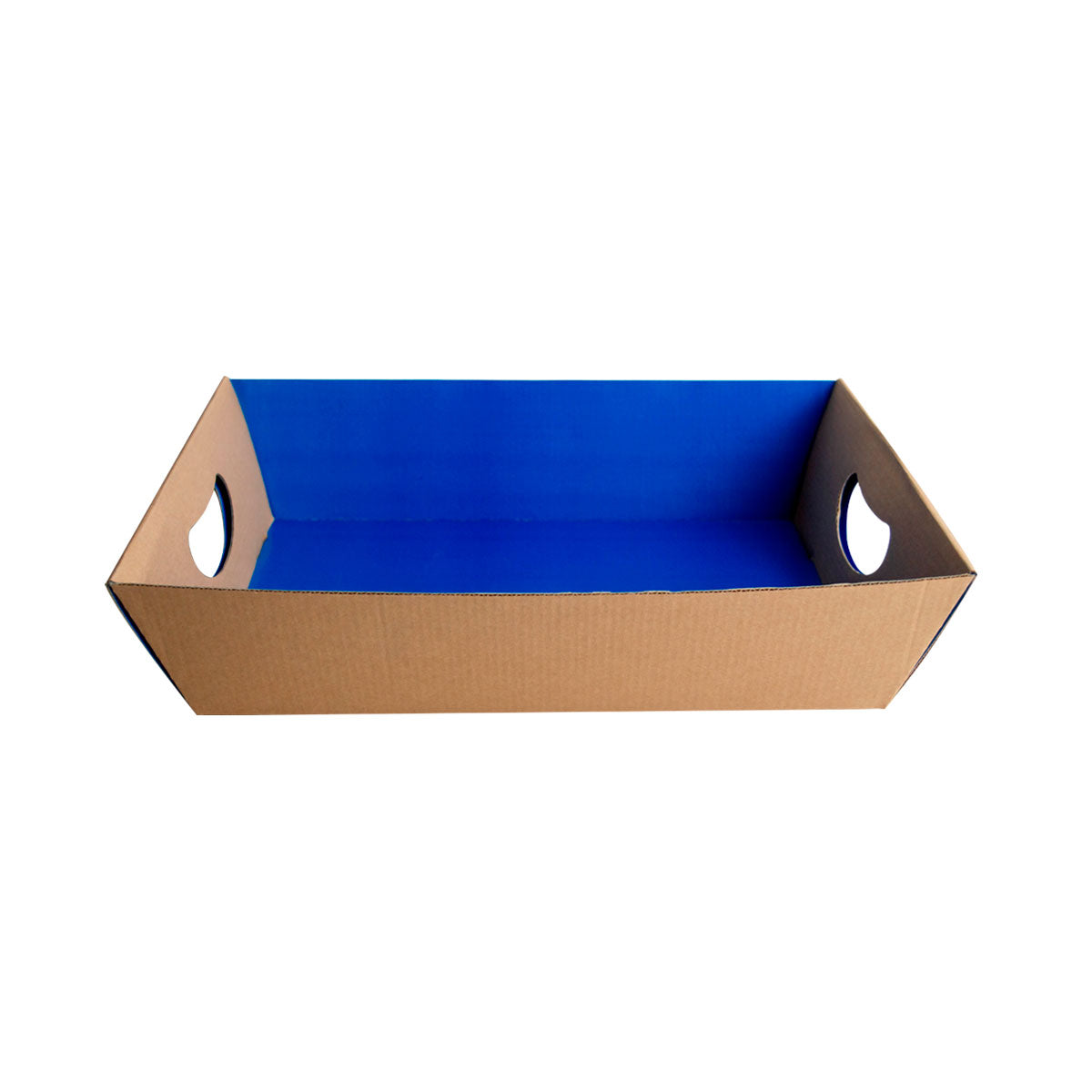 Cesta de Presente Contraplacada Kraft Interno Azul G - PCT 10un