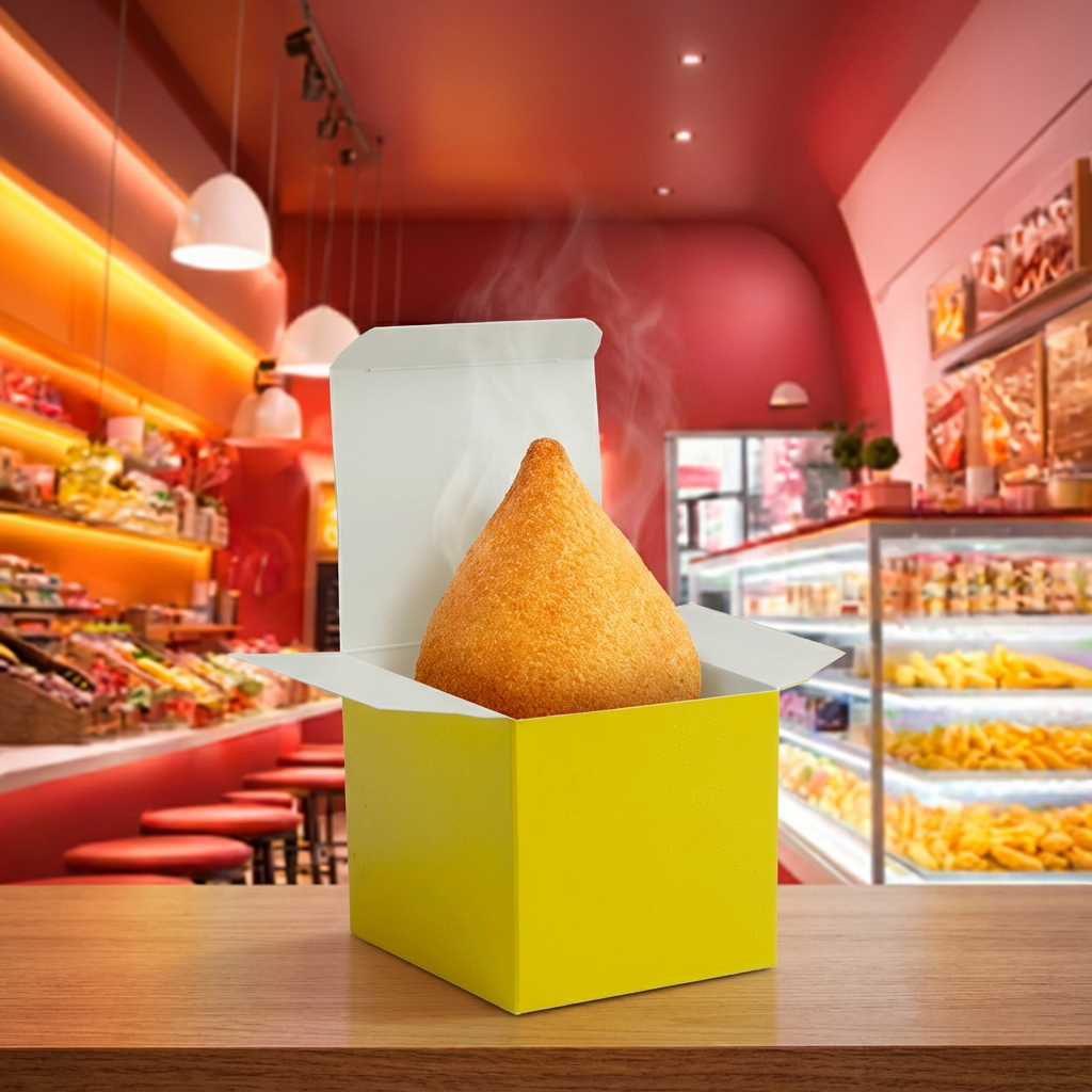 Caixa Para Coxinha Amarela + Papel Barreira - PCT 50un