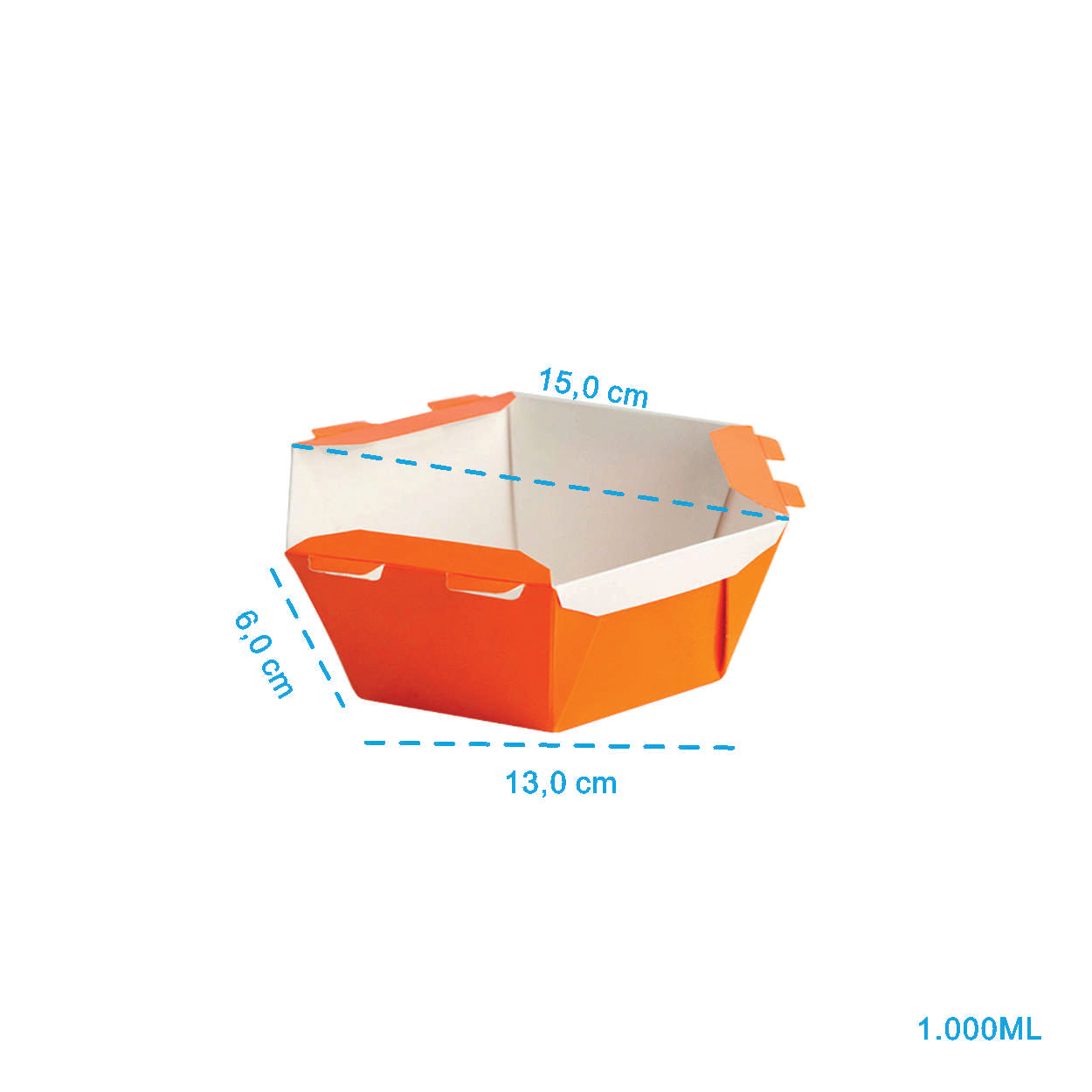 Caixa Para Poke Refeição Laranja 1000ml - PCT 50un