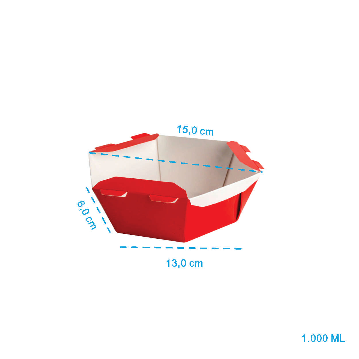 Caixa Para Poke Refeição Vermelha 1000ml - PCT 50un