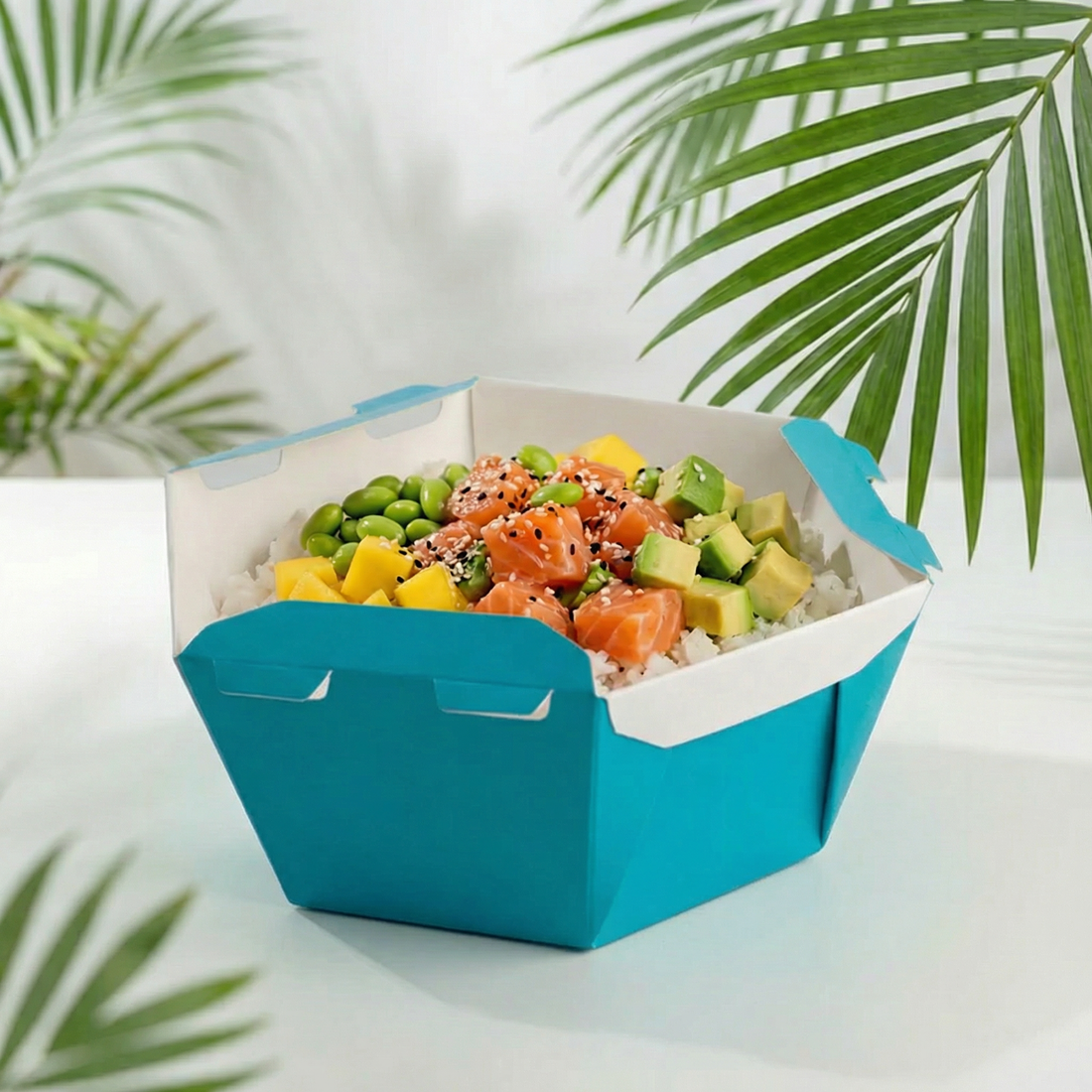 Caixa Para Poke Refeição Azul 1200ml - PCT 50un