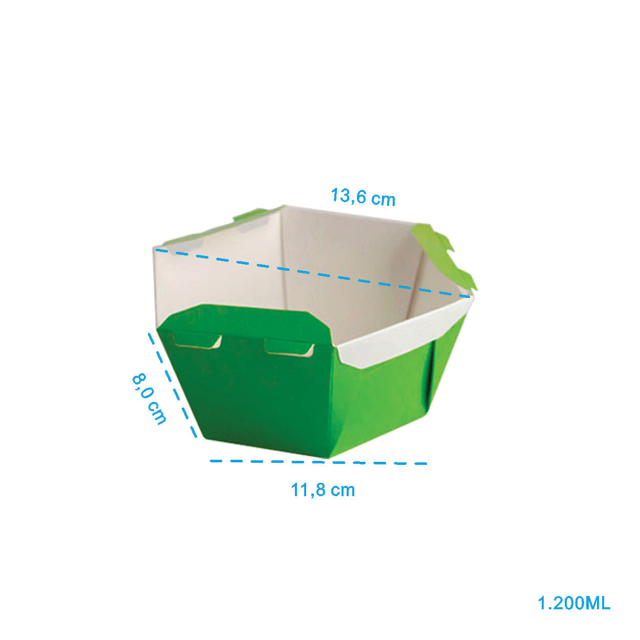 Caixa Para Poke Refeição Verde Lima 1200ml - PCT 50un