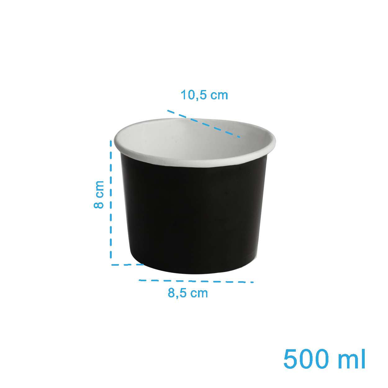Pote de Papel 500ml Black (Sem Tampa) - PCT 50un