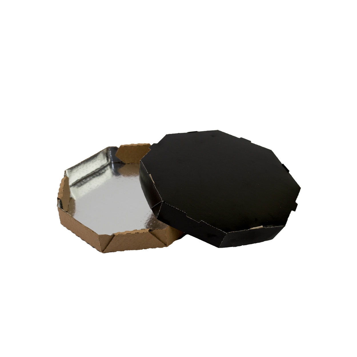 Caixa de Pizza Black com Fundo Laminado Octogonal 20cm  - PCT 50un