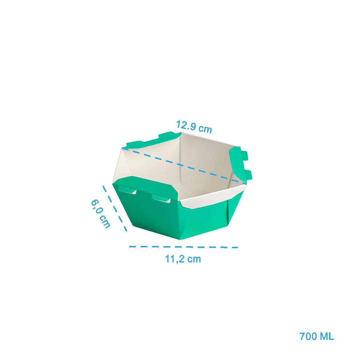 Caixa Para Poke Refeição Verde Turquesa 700ml - PCT 50un