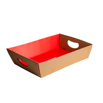 Cesta de Presente Contraplacada Kraft Interno Vermelho G - PCT 10un