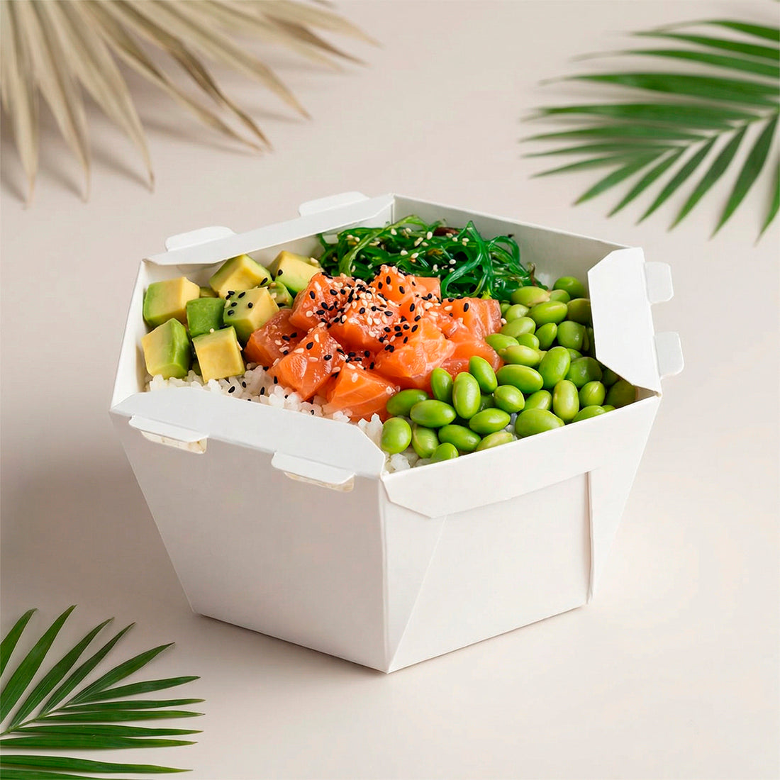 Caixa Para Poke Refeição White 1200ml - PCT 50un