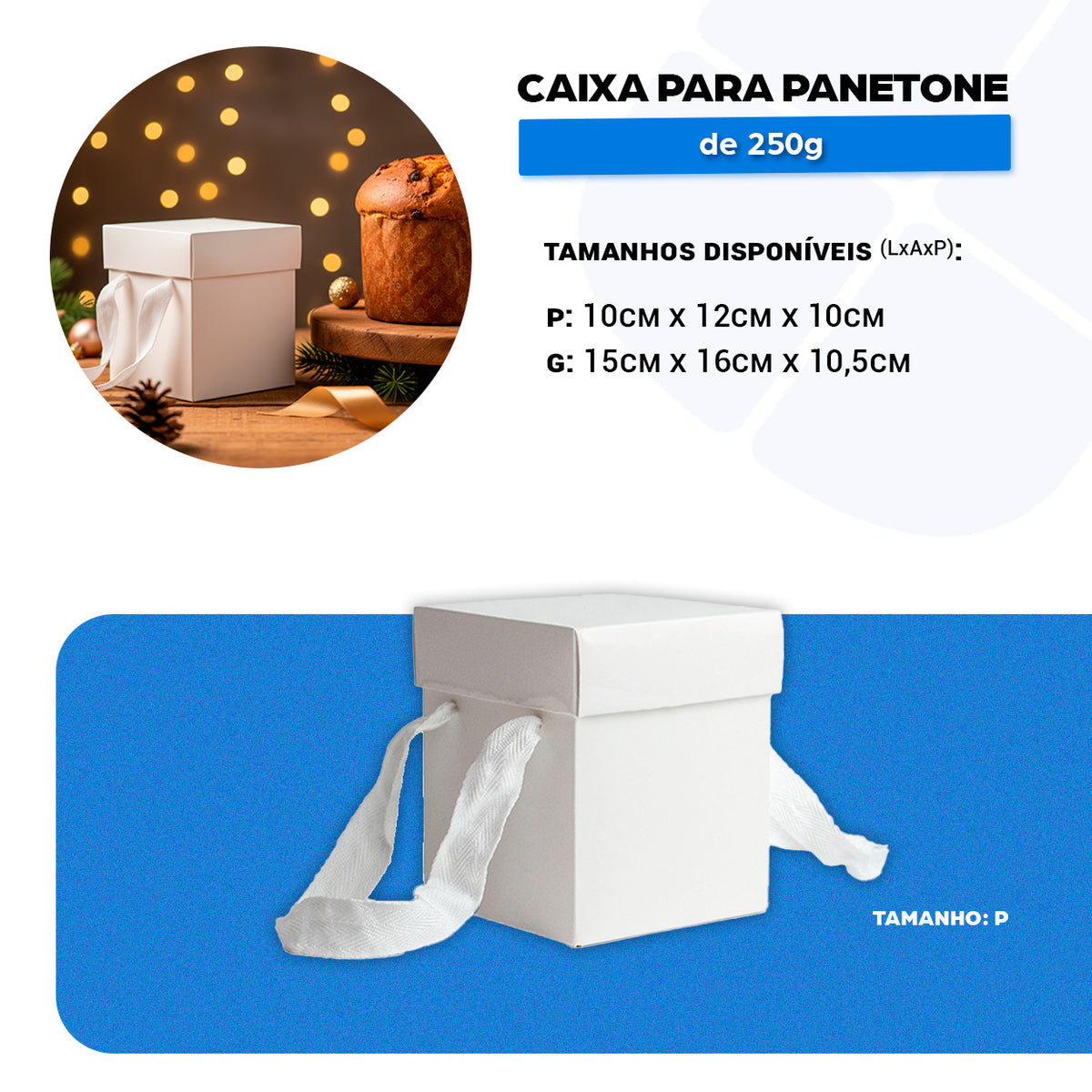 Caixa Premium Com Alça Para Panetone Branca P - PCT 10un