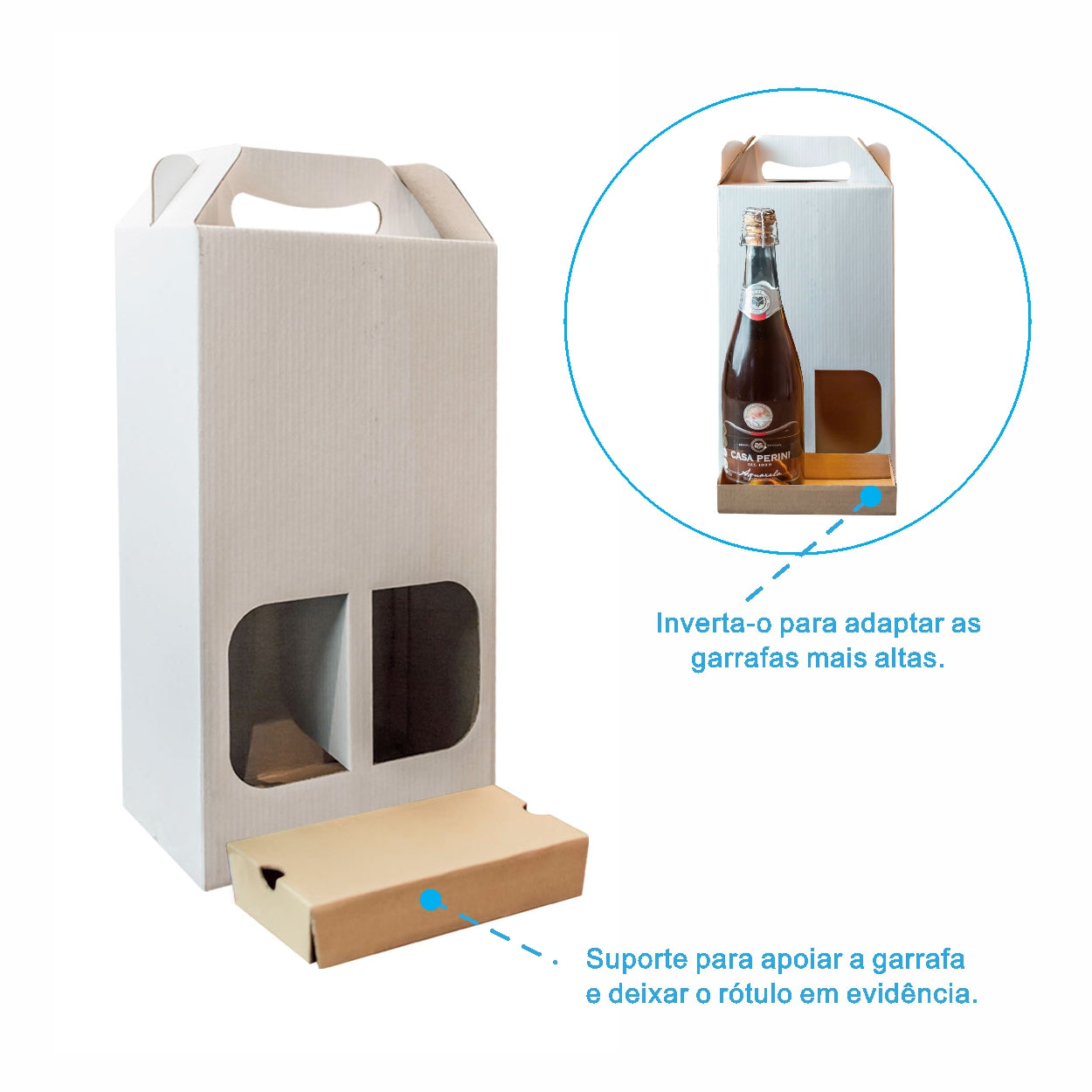 Caixa Para Vinho Com Visor White - PCT 10un