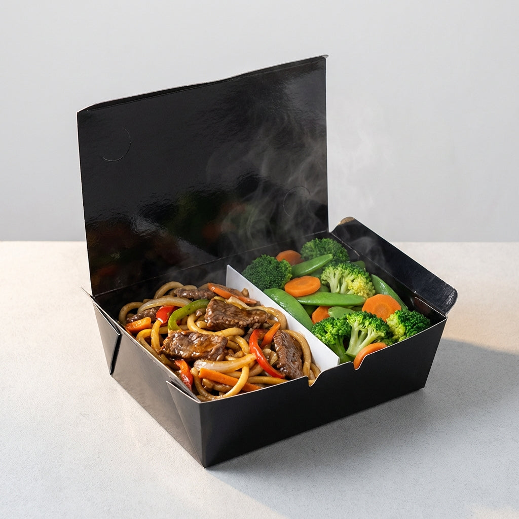 Box Antivazamento Refeição Black com Divisória 750ml - PCT 50un