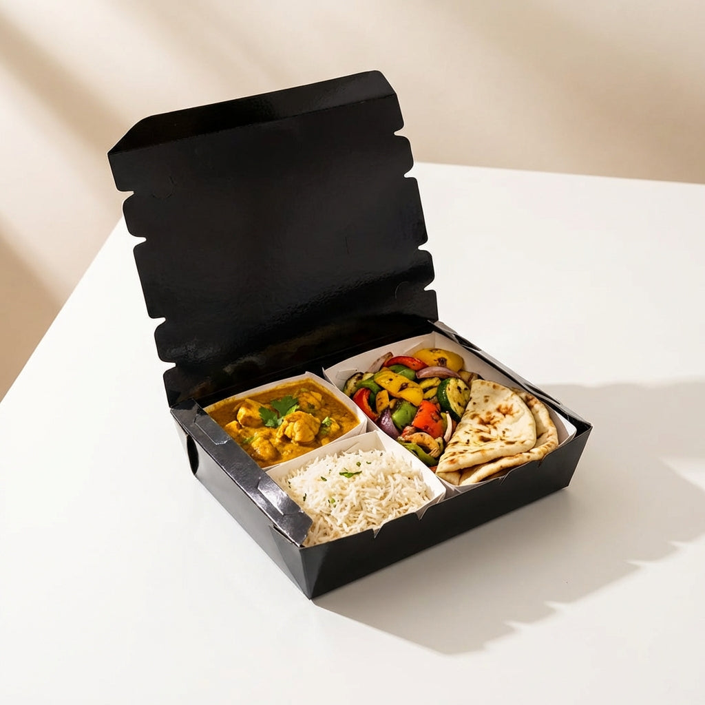 Box Refeição Black Kraft 1500ml com 3 Divisórias - PCT 50un