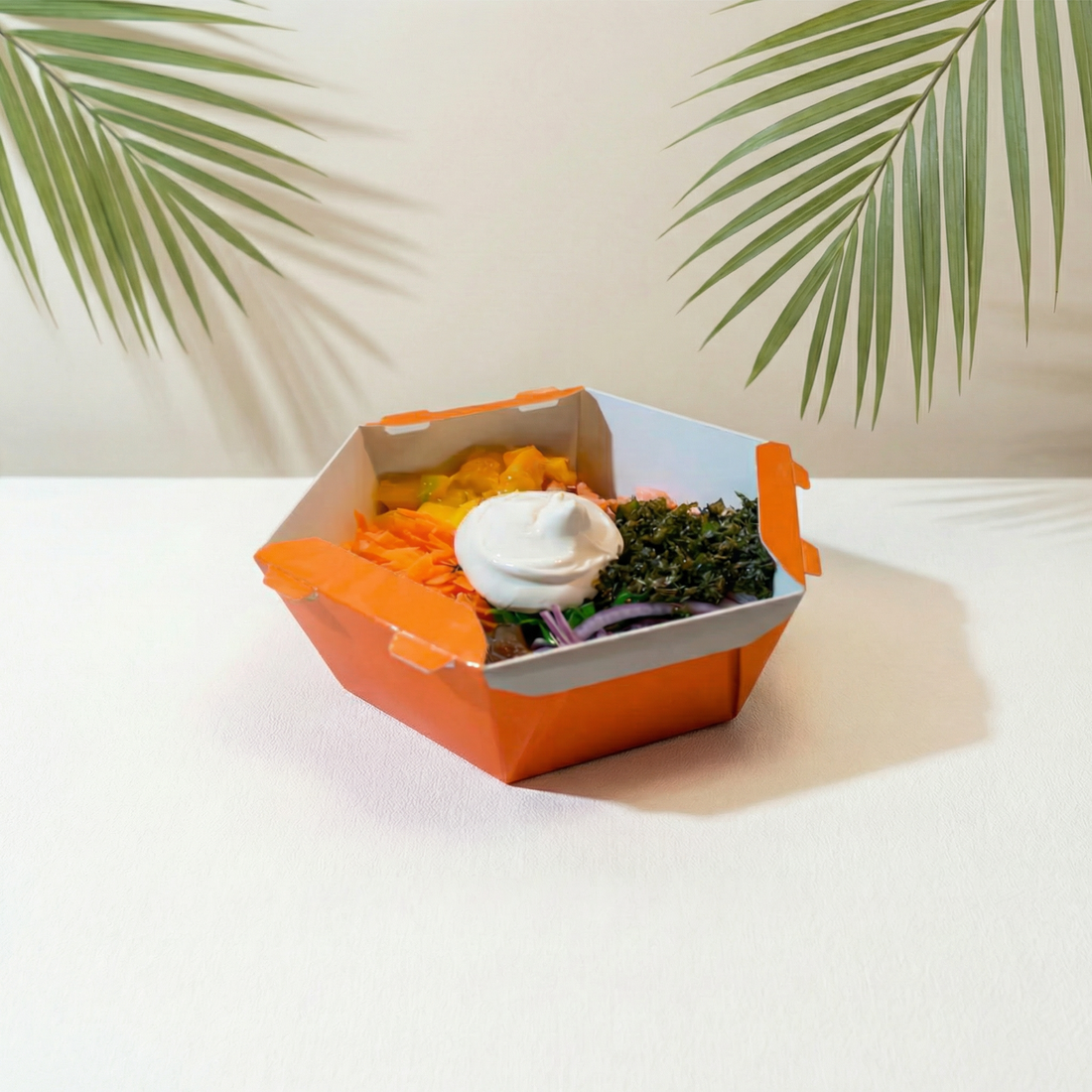 Caixa Para Poke Refeição Laranja 1000ml - PCT 50un