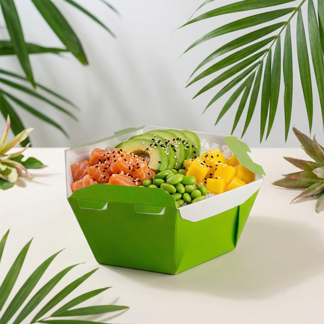 Caixa Para Poke Refeição Verde Lima 1200ml - PCT 50un