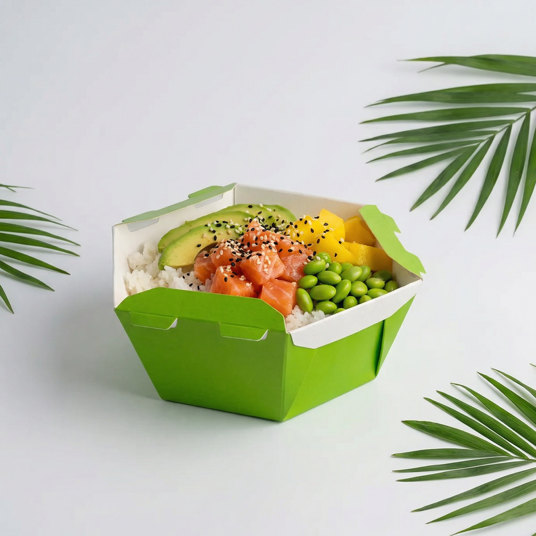 Caixa Para Poke Refeição Verde Lima 500ml - PCT 50un