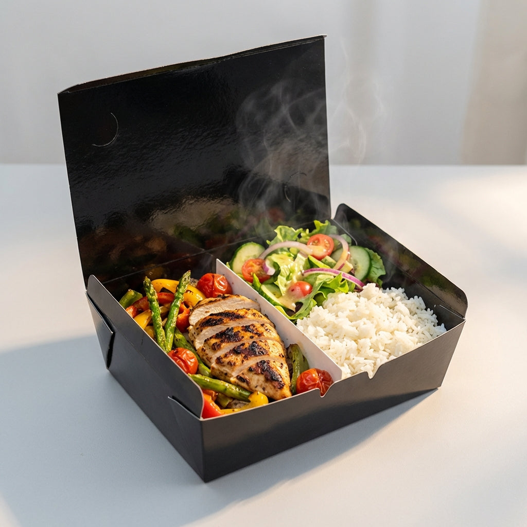 Box Antivazamento Refeição Black com Divisória 1250ml - PCT 50un