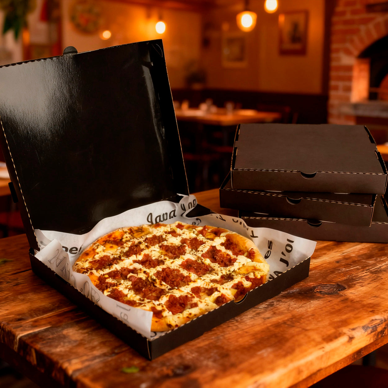 Caixa de Pizza Quadrada Black 25cm - PCT 50un