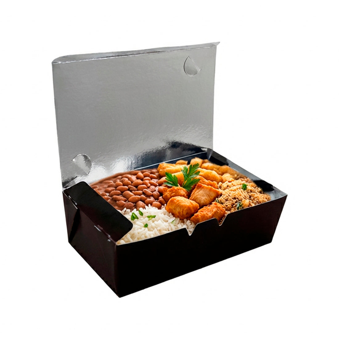 Box Antivazamento Refeição Black Kraft 1250ml - PCT 50un