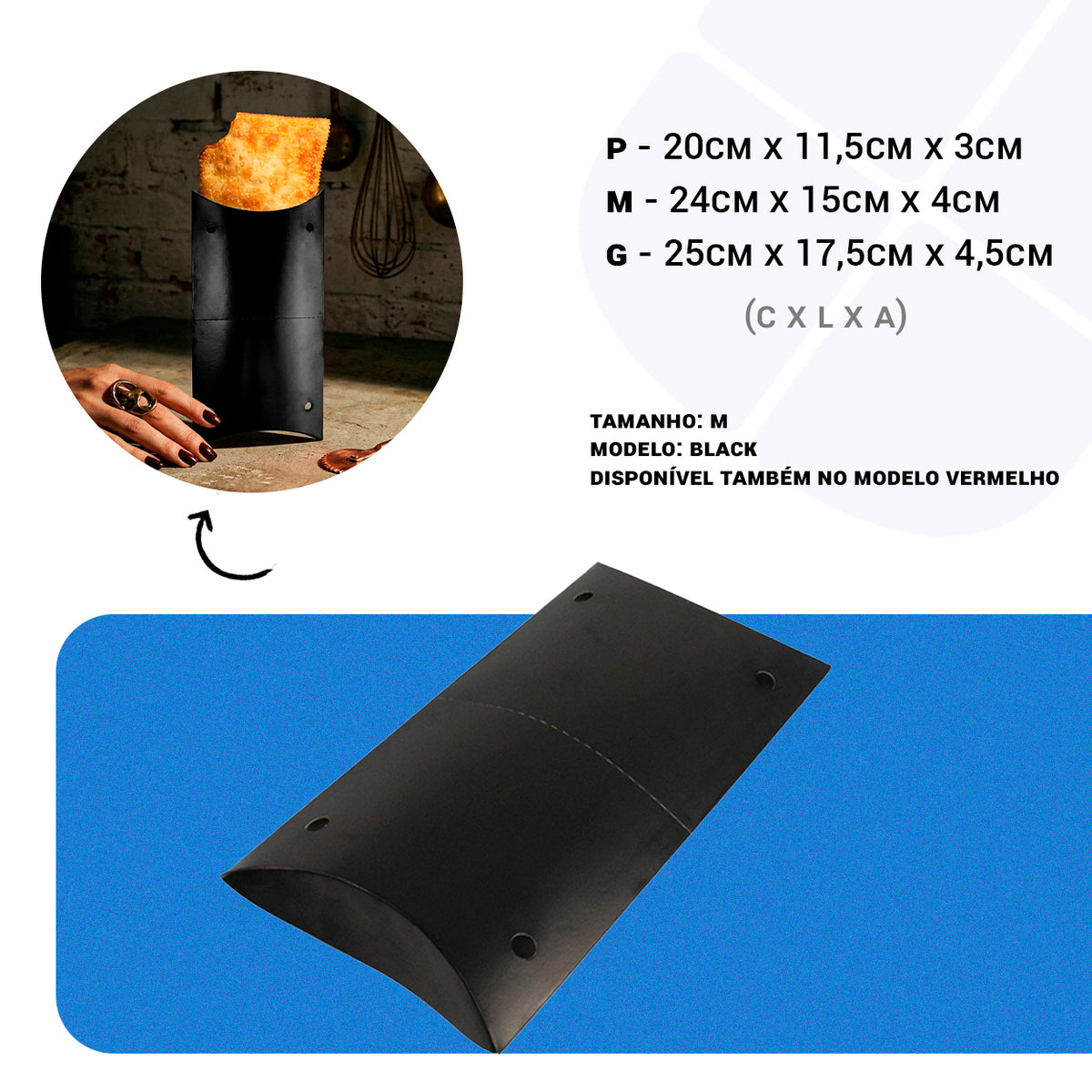 Embalagem para Pastel Delivery e Viagem Black M - PCT 100un