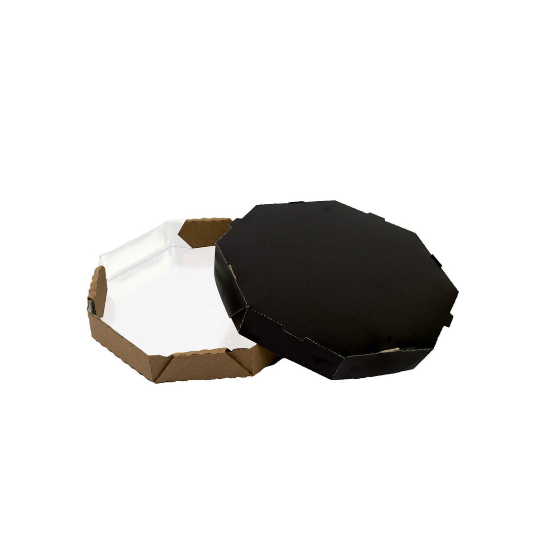 Caixa de Pizza Black com Fundo Branco Octagonal 20cm