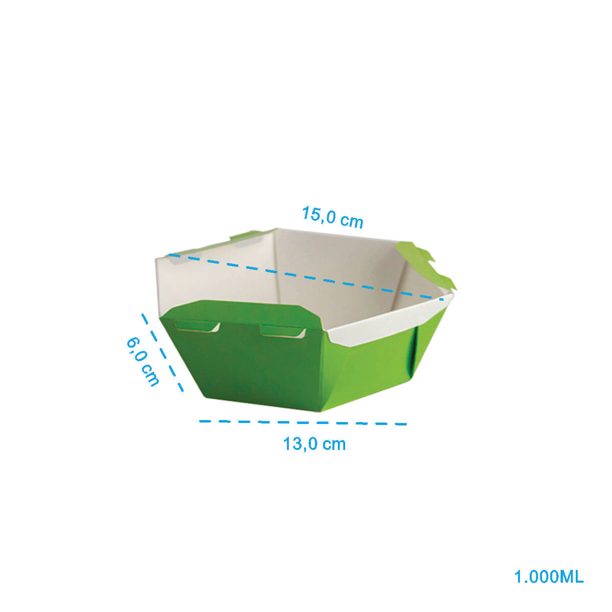 Caixa Para Poke Refeição Verde Lima 1000ml - PCT 50un