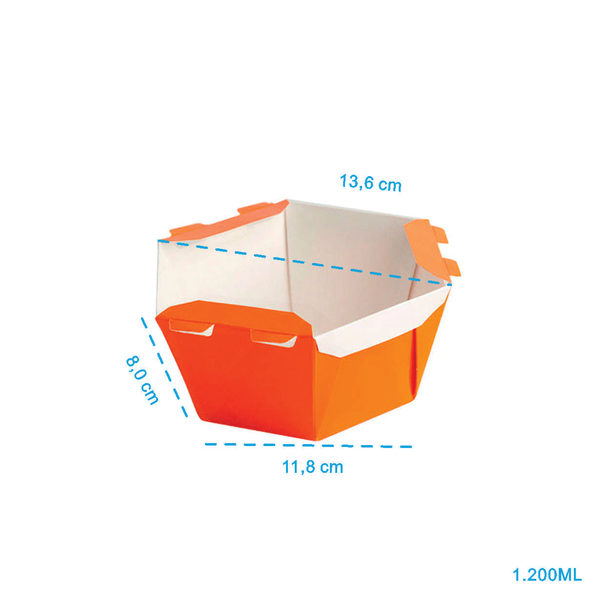 Caixa Para Poke Refeição Laranja 1200ml - PCT 50un