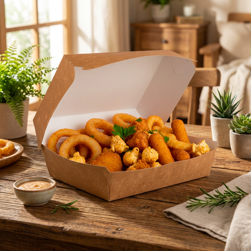 Caixa Multiuso Para Petiscos e Porções Kraft GG - PCT 50un