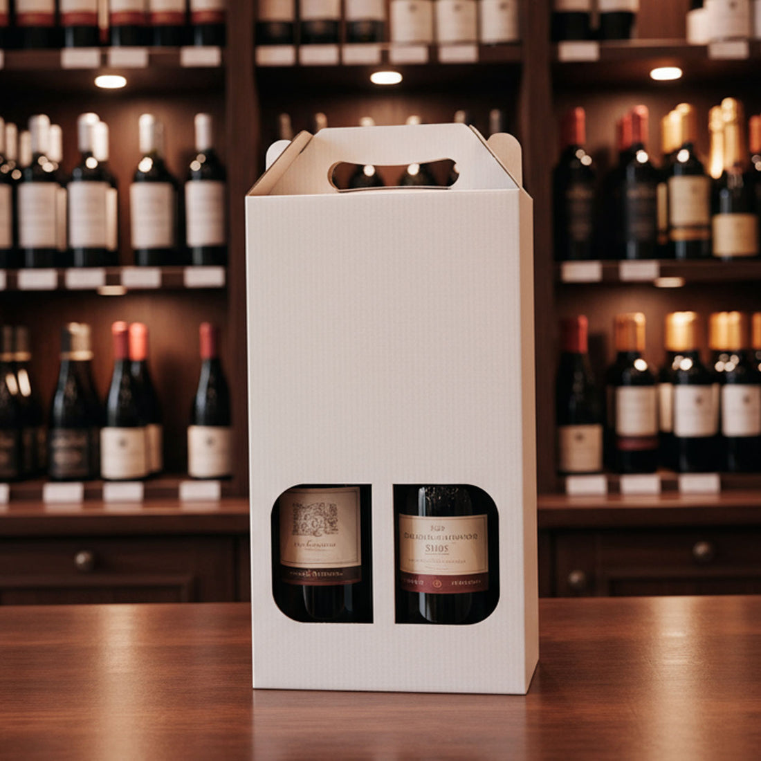 Caixa Para Vinho Com Visor White - PCT 10un