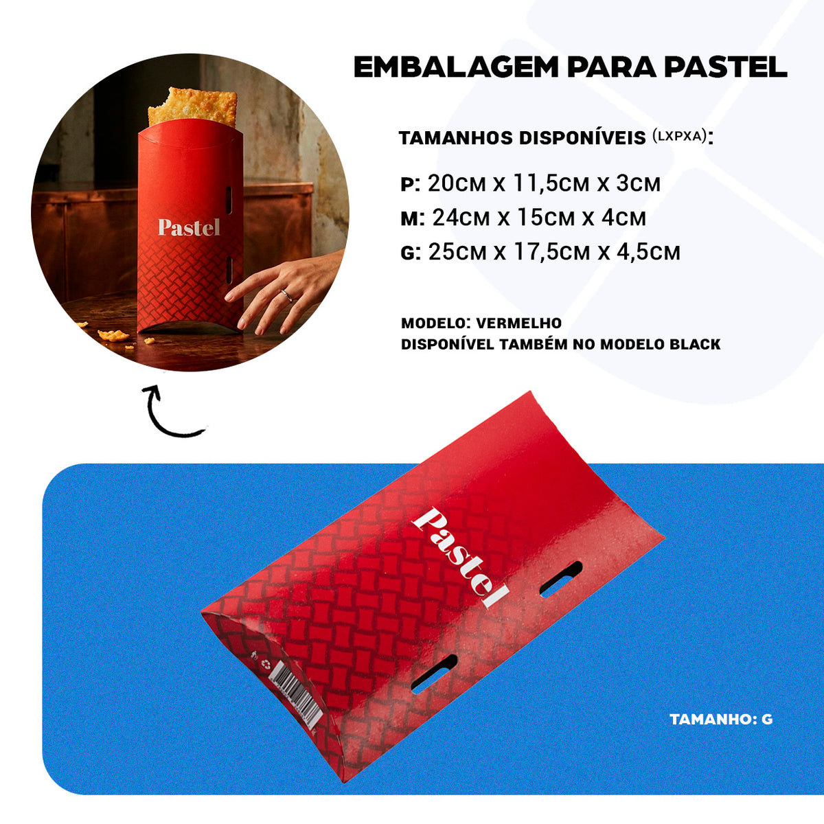Embalagem para Pastel Delivery e Viagem Red G - PCT 50un