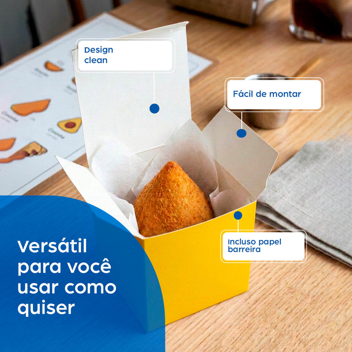 Coxinha individual Amarela + Papel Barreira - PCT 50un