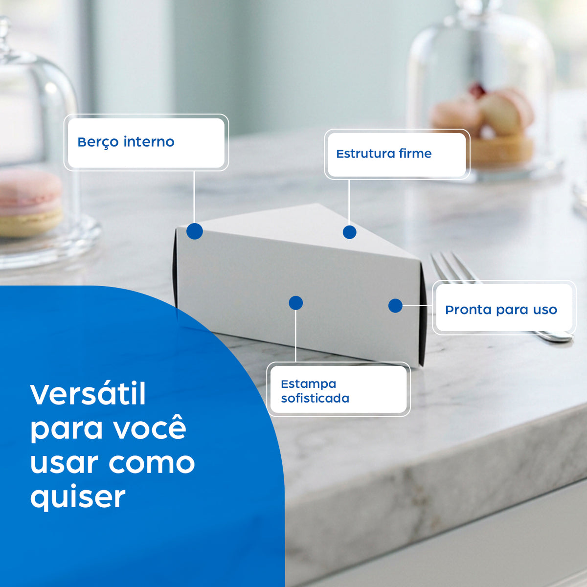 Embalagem Para Fatia de Torta Confeitaria White M - PCT 50un