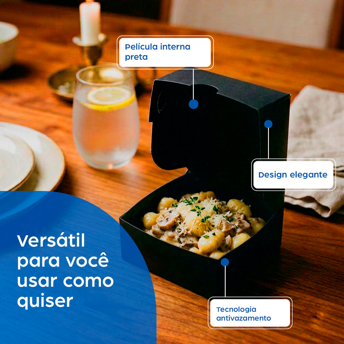 Box Antivazamento Refeição Black 350ml - PCT 50un