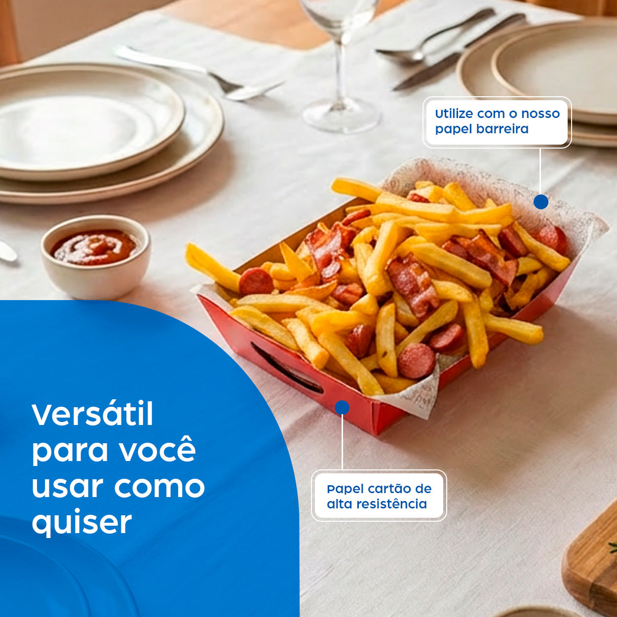 Barca de Batata Para Petisco e Porções Branca P