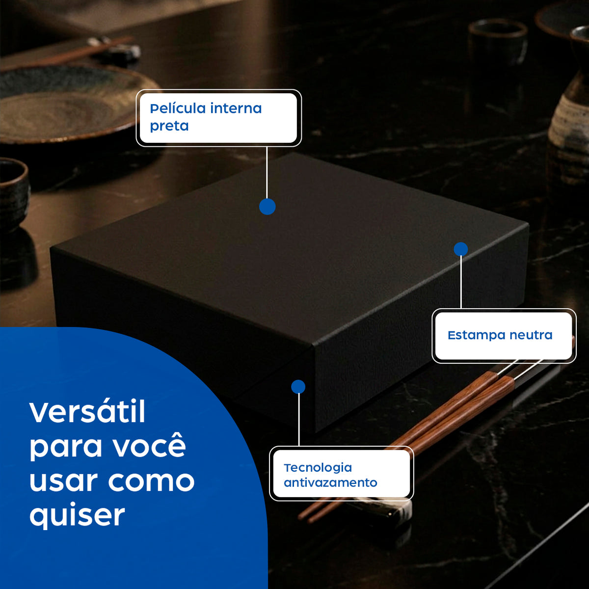 Combinado Oriental Black Quadrado M - PCT 50un