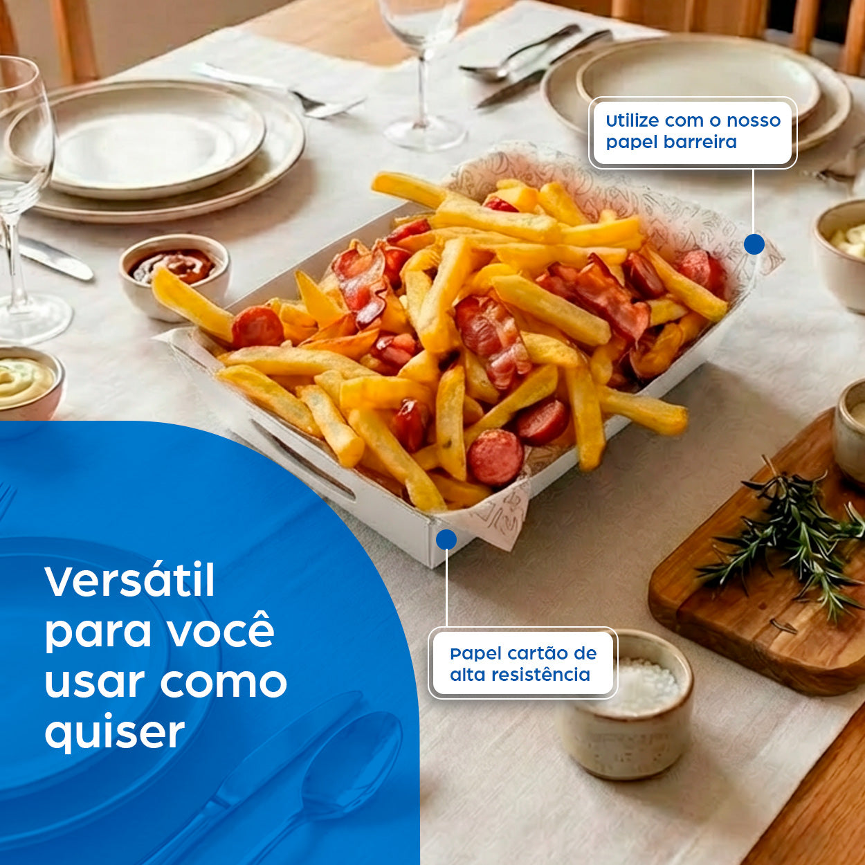 Barca de Batata Para Petisco e Porções Branca P - PCT 50un