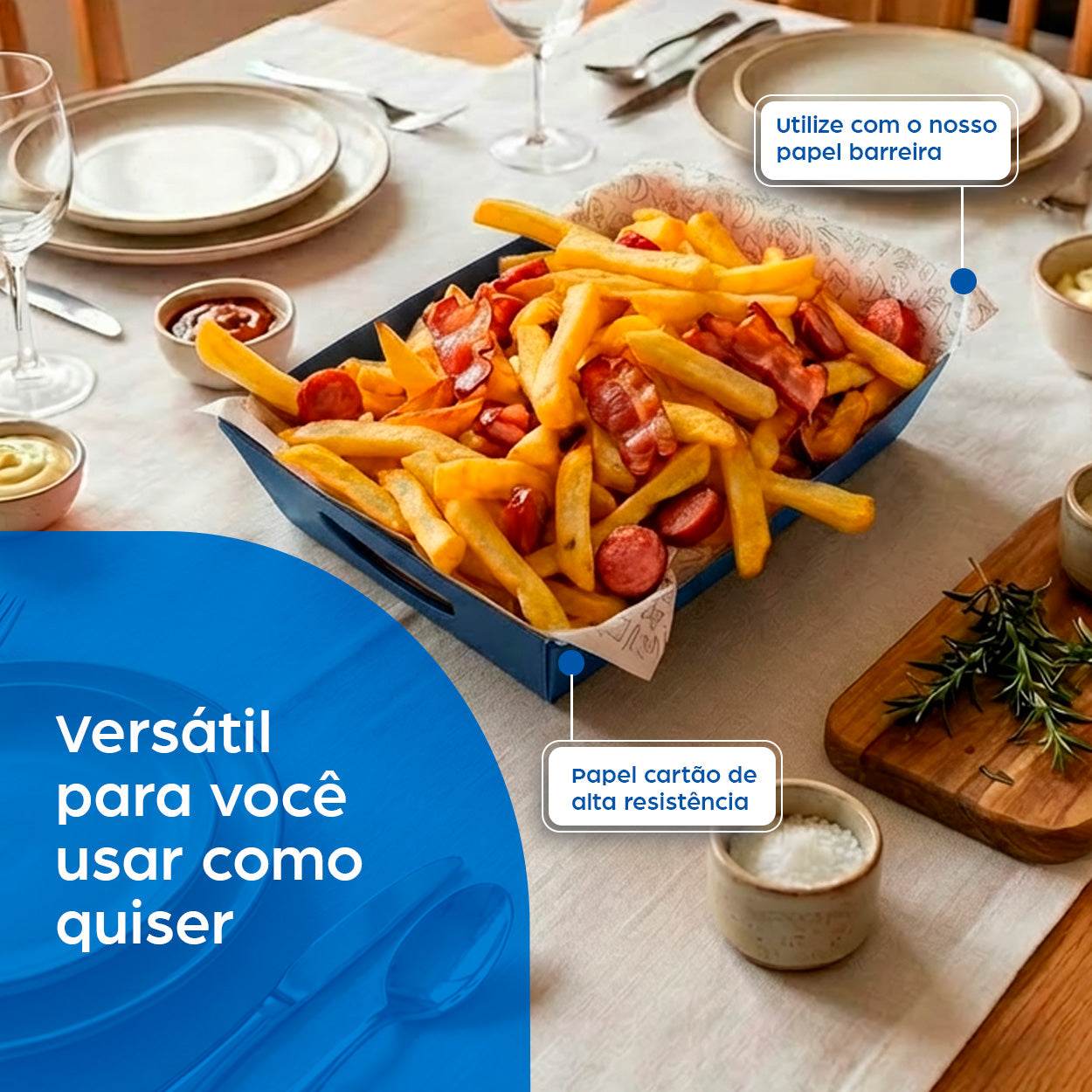 Barca de Batata Para Petisco e Porções Azul P - PCT 50un