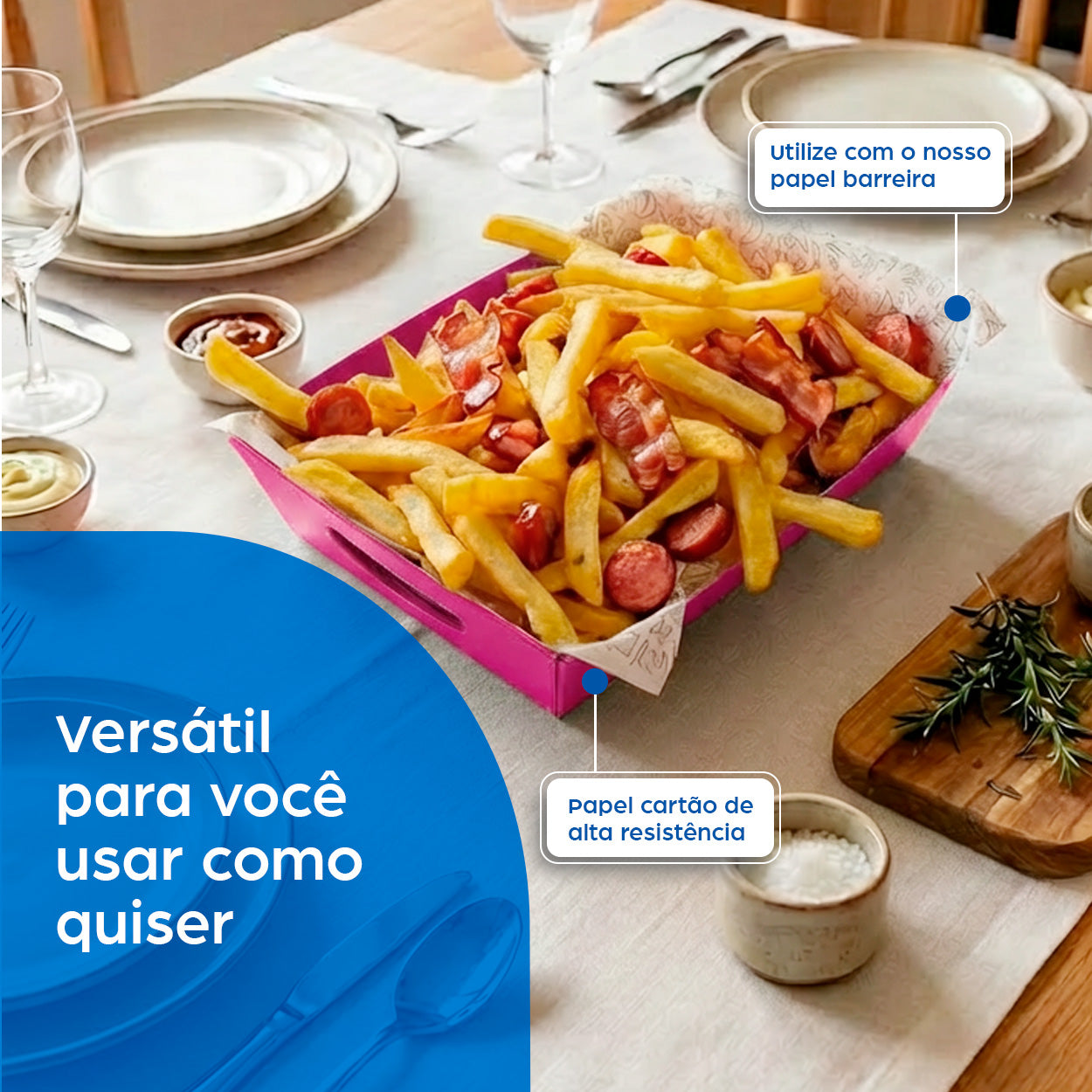 Barca de Batata Para Petisco e Porções Rosa P - PCT 50un