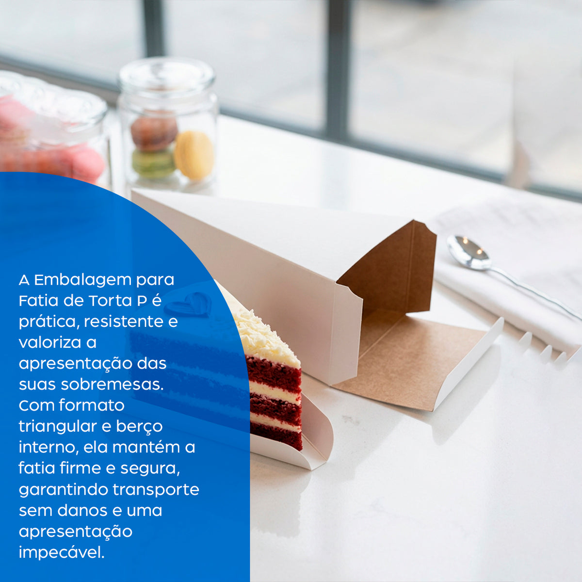 Embalagem Para Fatia de Torta Confeitaria White M - PCT 50un