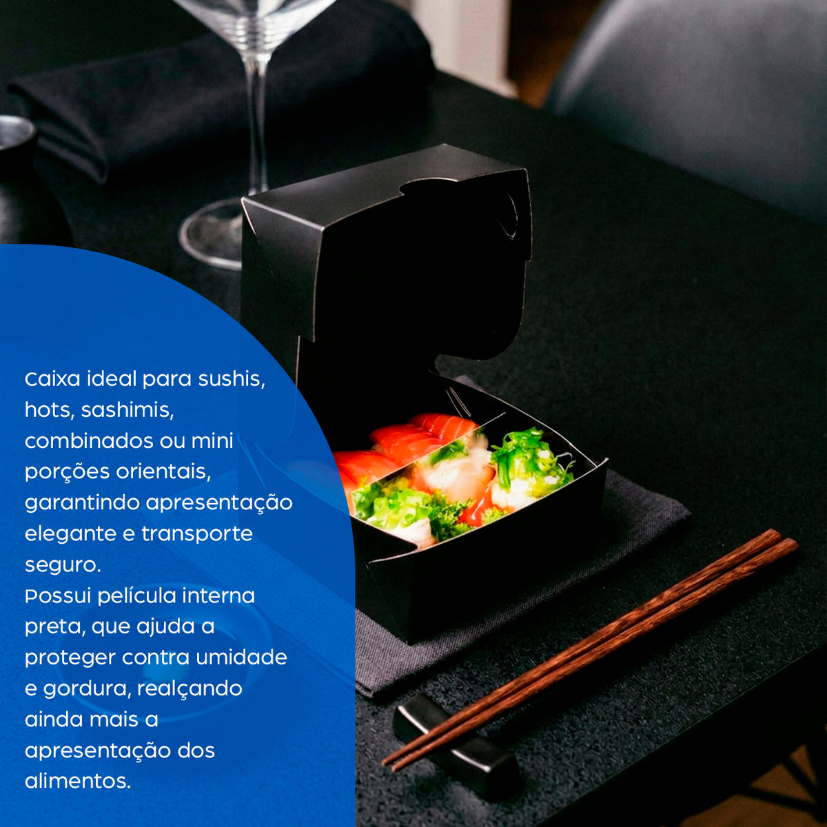 Combinado Oriental Black Quadrado P - PCT 50un